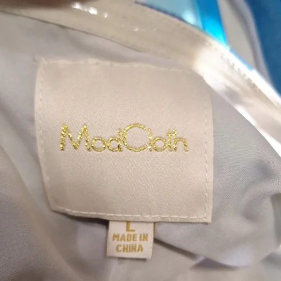 Modcloth Lined Halter  Backless Striped Midi Dress-Monochromatic Blue/White-L - Picture 2 of 9